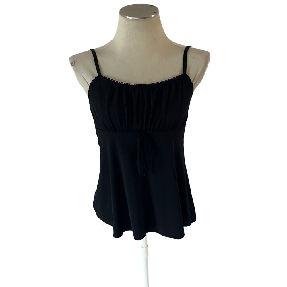 Black Y2K 2000s Babydoll Style Bow Detail Tank Top Wmns S/M Fairy Grunge